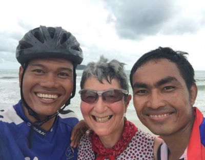 Ms Deborah Hammond Cycling on the  tour with redspokes